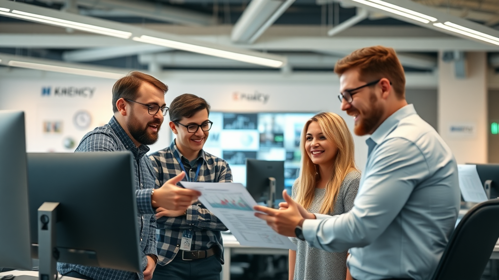 seo marketing team in modern Richvale agency office collaborating on website design and seo campaigns