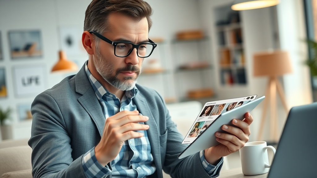 richvale business owner reviewing seo agency portfolios and website design samples on tablet for best seo richvale partner