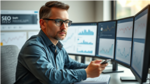 Richmond Hill 8 C man with glasses analyzing seo strategy